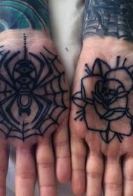 Palm ragnatela nera vecchia scuola e motivo tatuaggio rosa