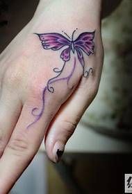 Hand tijger mond vlinder tattoo patroon Daquan