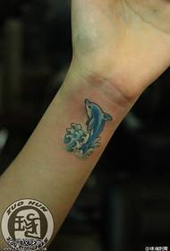 Wrist colored dolphin tattoo picture