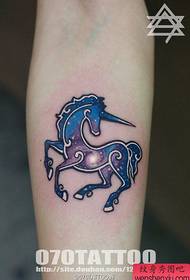 Espectáculo de tatuaxes, recomenda unha tatuaxe de unicornio colorido