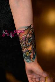 Color owl wrist fashion tattoo picture