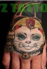 Mano che chiama il modello del tatuaggio del gatto