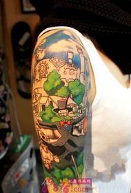 ຮູບແຕ້ມ Tattoo ແຂນດອກໄມ້ຂອງ Hal's Moving Castle