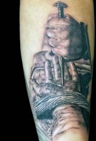 Modello di tatuaggio per unghie colorato stile mano realistico unghie colorate