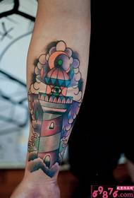 Wolke Midway Road Lighthouse Creative Tattoo Picture