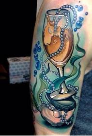 An arm wine glass tattoo pattern picture