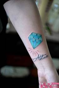 Diamanti i vogël i freskët blu i modelit të tatuazheve anglisht
