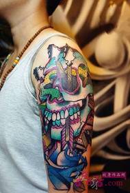Alternative color graffiti arm flower tattoo picture