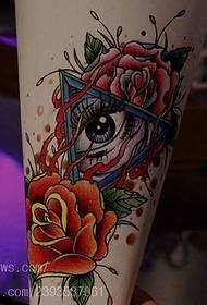 a European and American rose god eye tattoo pattern