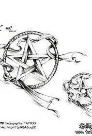 Pentagrama, patrón de tatuaje de estrella de cinco puntas