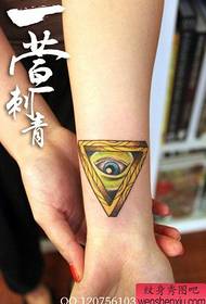 Încheietură feminină, model frumos de omnisciență tatuaj ochi