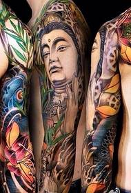 Kayan gargajiya na gargajiya flower Guanyin squid tattoo ቅርፅ hoto