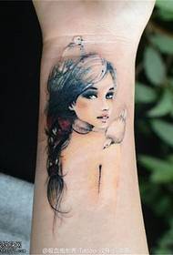 Gambar tato gadis pergelangan tangan warna