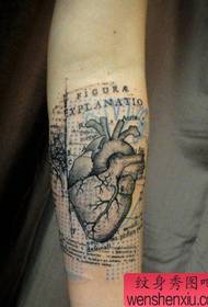 One arm heart tattoo pattern