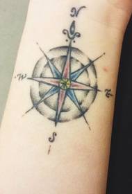 Kompass Tattoo Muster op Meedchen Handgelenk