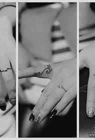 Djevojke prstom popularni pop mali vinski tetovaža uzorak