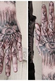 Kézzel vissza tüskés ág szem tetoválás minta