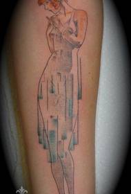 Quadro dipinto a mano di un bellissimo tatuaggio