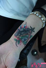 Dark cloud triangle eye color wrist tattoo picture