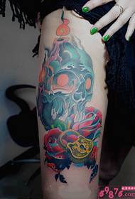 Heart lock, European and American rose tattoo pictures