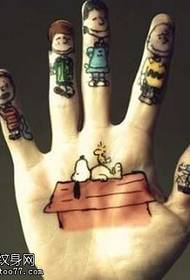 Käsi sarjakuvahahmo söpö tatuointi malli