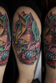 Color European and American Unicorn Tattoo Picture