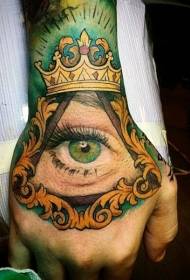 Реалистичен геометричен модел на татуировка за обратно око и корона