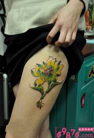 Sommar liten färsk lotus tatuering bild