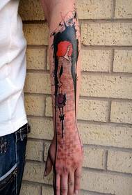 Kvinna tatuering mönster bild i speciell stil spricka av handen