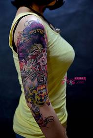Fox ubuso geisha enkulu imbali ingalo tattoo isithombe