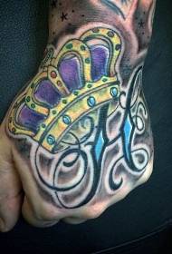 Стара училишна рака назад круна буква шема на тетоважа
