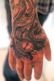 Hand zurück Pflanzenauge Schlange Tattoo Muster