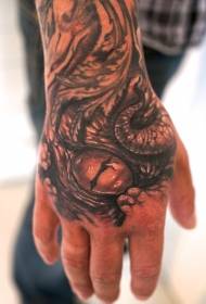 Modello di tatuaggio serpente occhio pianta mano indietro