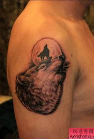 An arm wolf head tattoo pattern