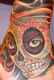 Mexican indigenous painted female demon tattoo pattern