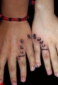 Modello del tatuaggio del carattere cinese di alfabeto inglese delle coppie della mano