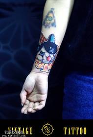 手腕彩色貓紋身圖案