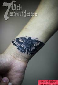 Padrão de tatuagem preto e branco linda borboleta popular de pulso