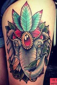 a thigh elephant tattoo pattern