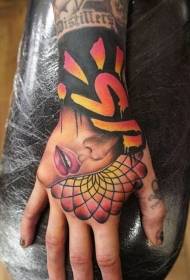Modello di tatuaggio ritratto femminile di colore brillante per la scuola