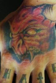 Scary duvel tattoo patroan mei hân wriuwt op 'e rêch