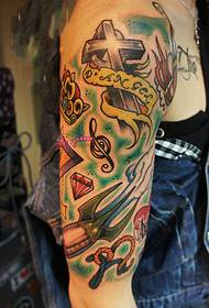 Imagen de tatuaje de personalidad de brazo de flor de costura creativa