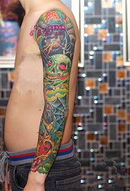Quadre de tatuatge de braç de flors d'estil europeu i americà de color gruixut