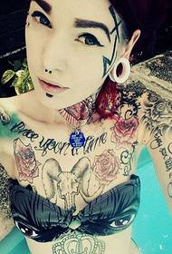 Mode kvinna personlighet blomma arm tatuering bild