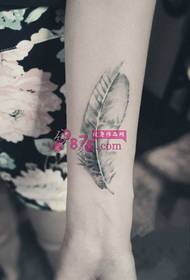잉크, 작은 깃털, 신선한 문신 사진