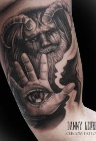 Modello di tatuaggio diavolo ritratto di colore di fantasia