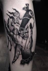 Чорно-сірий стиль моторошний відьом рука татуювання візерунок