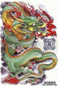Kinijos tradicinės tatuiruotės žalios pusės skara drakono tatuiruotės rankraščio modelio įvertinimas