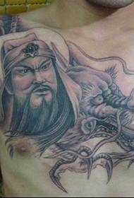 Bellu tatuatu di meza armatura Guan Gong