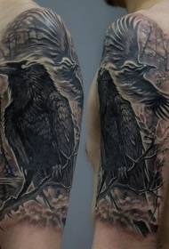 Великий чорно-сірий таємничий ворон особистість татуювання візерунок